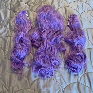 Purple Cosplay Anime Wig with clip in ponytails